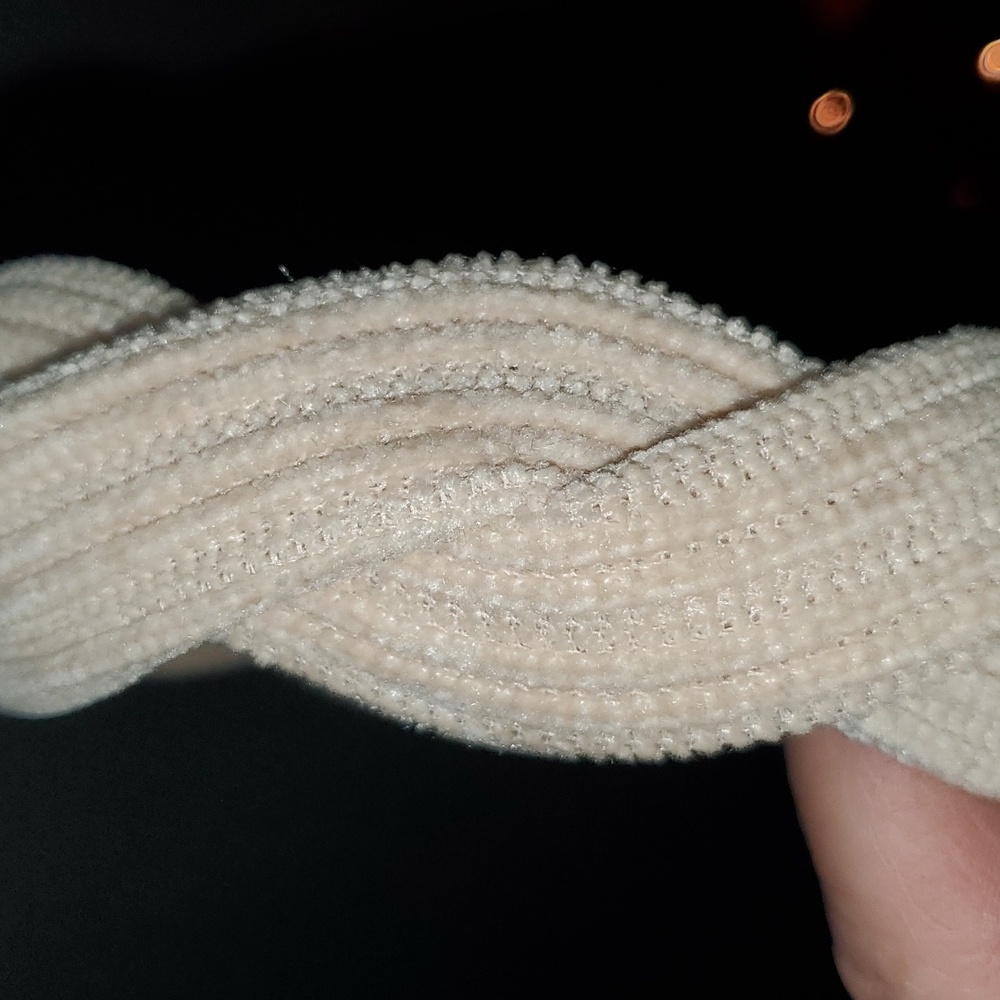 New handmade boutique corduroy braided flexible wide headband off white - Picture 5 of 6